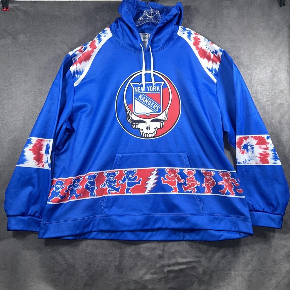 Boniface Shop New York Rangers Grateful Dead Hoodie Mens 5XL Blue